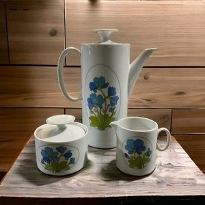 Vintage Mid Century Modern Thomas Germany China Teapot with Sugar and Creamer